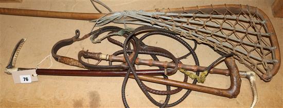 Riding crops, silver mounted, etc